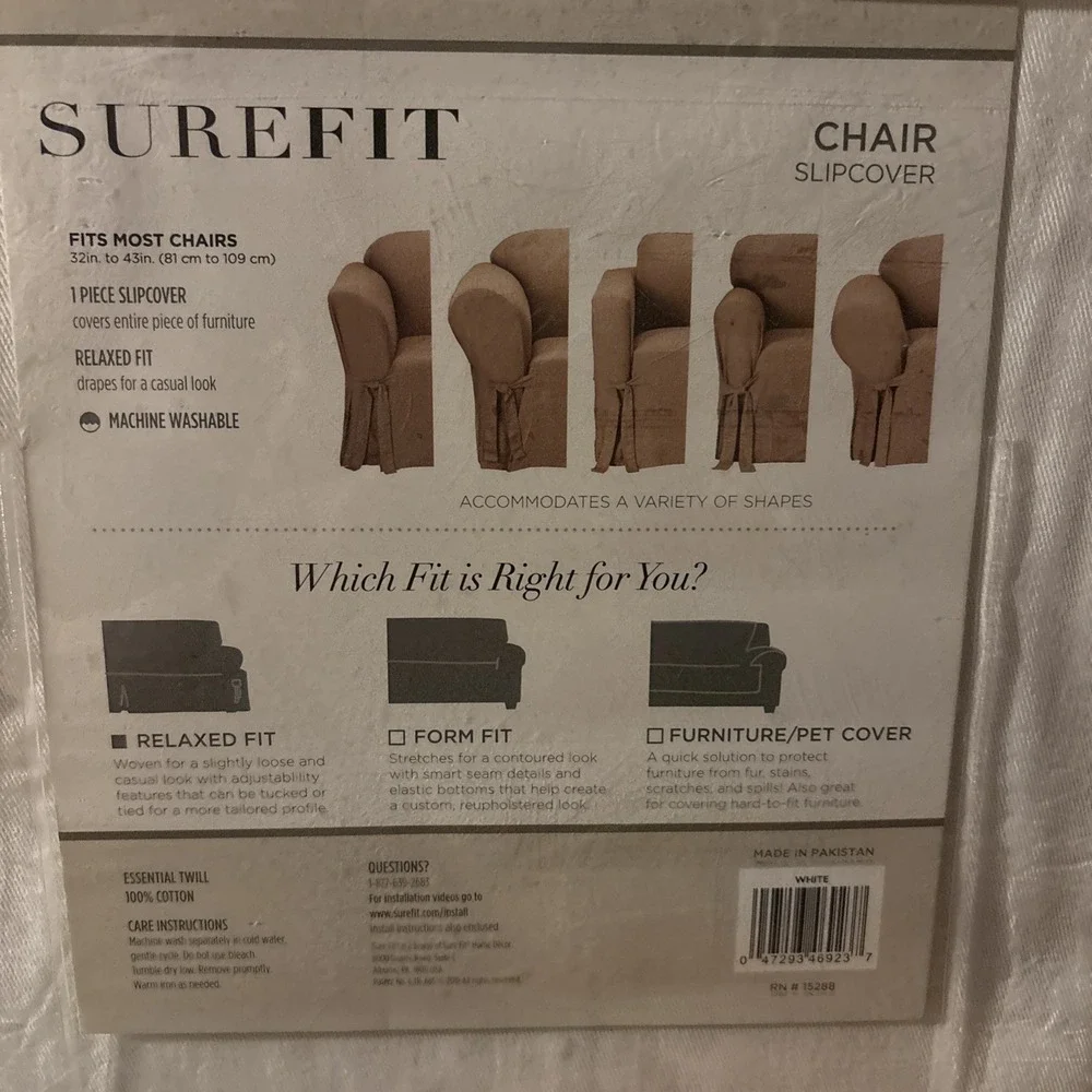 NEW Surefit  Essential White Chair Cover